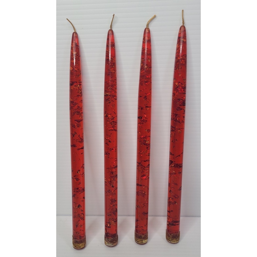 Red Decorative Taper Candles - Set of 4